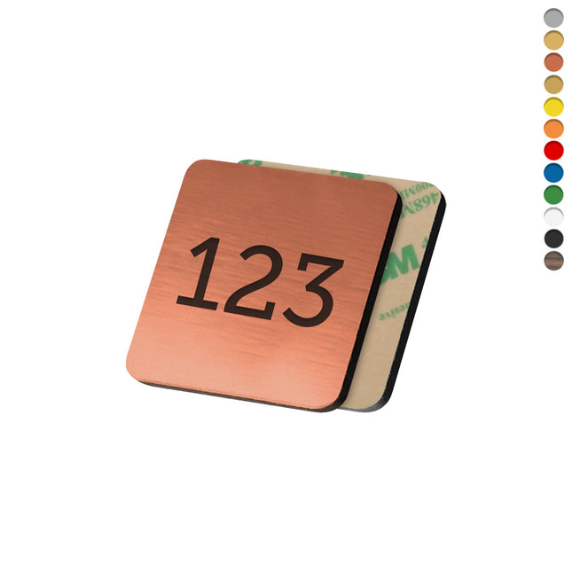 Plastic square numbered tag with tape - 1 pc