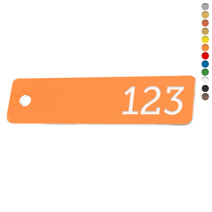 Plastic rectangular numbered tag with hole - 1 pc