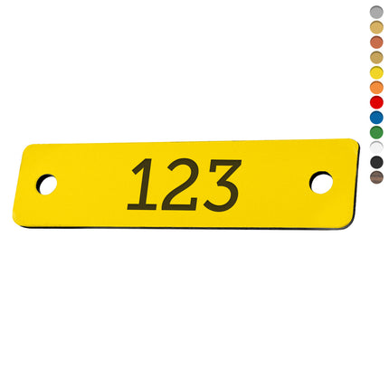 Plastic rectangular numbered tag with two holes - 1 pc