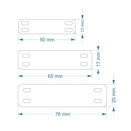 Plastic rectangular numbered tag with 4 oblong holes - 1 pc