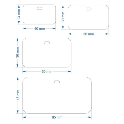 Plastic rectangular numbered tag with oblong hole - 1 pc
