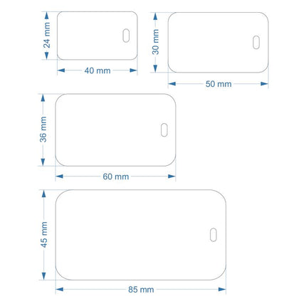 Plastic rectangular numbered tag with right oblong hole - 1 pc