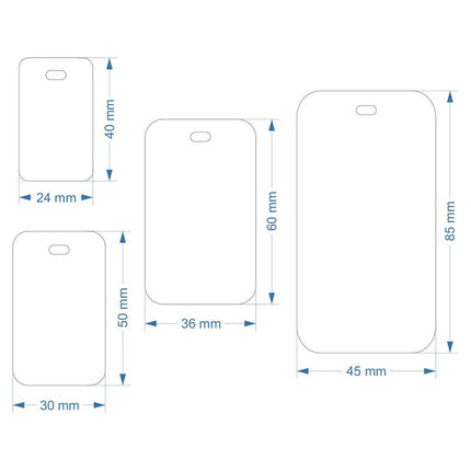Plastic rectangular numbered tag with oblong hole - 1 pc