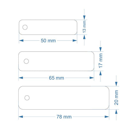 Plastic rectangular numbered tag with hole - 1 pc
