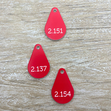 Acrylic teardrop key tag with number - 1 pc