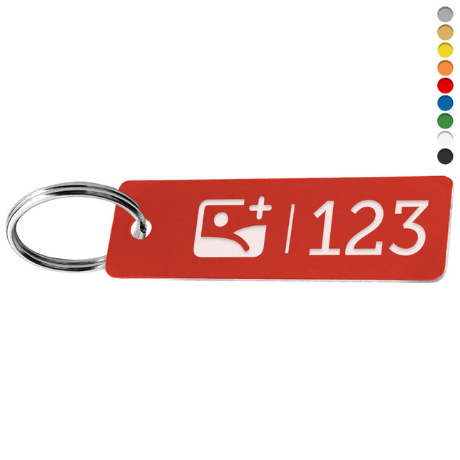Acrylic rectangular key tag with number and logo - 1 pc