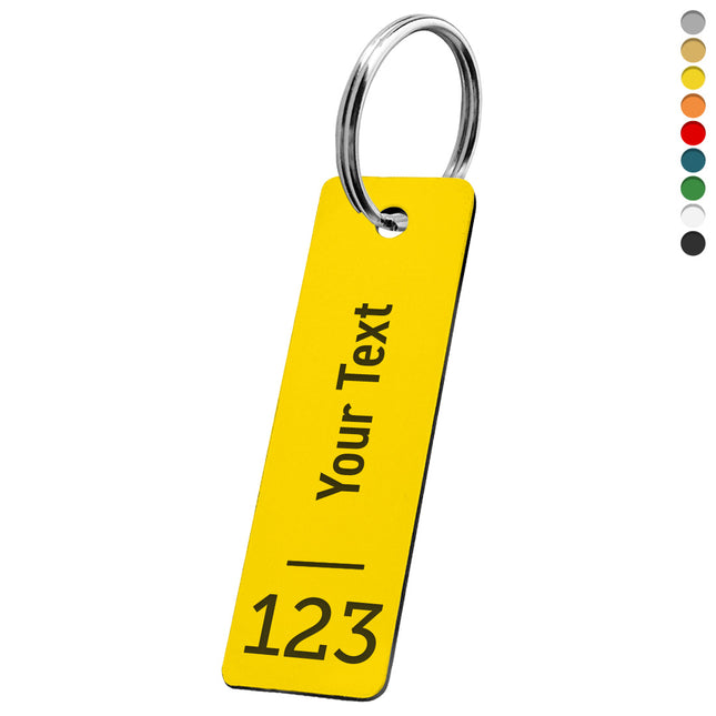 Acrylic rectangular key tag with number and text - 1 pc
