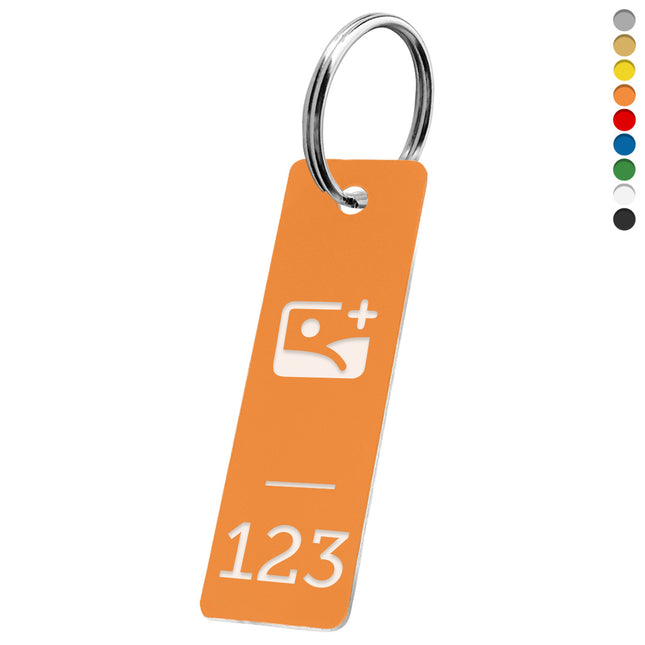Acrylic rectangular key tag with number and logo - 1 pc