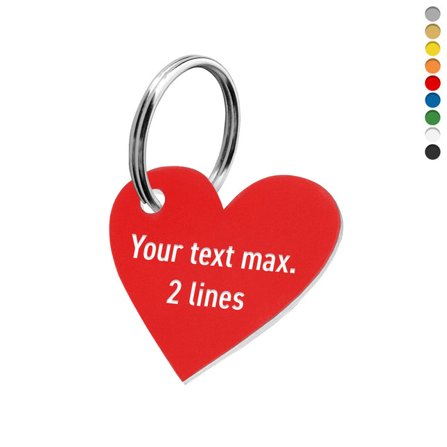 Plastic heart key tag with text - 1 pc