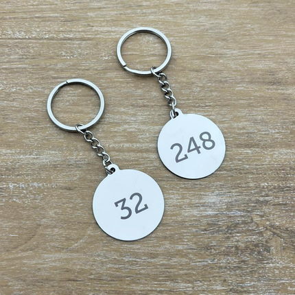 Stainless steel key tag with number - 1 pc