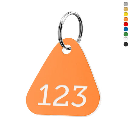 Acrylic triangular key tag with number - 1 pc