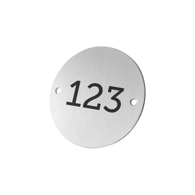 Aluminum numbered tag 50 mm with two holes - 1 pc