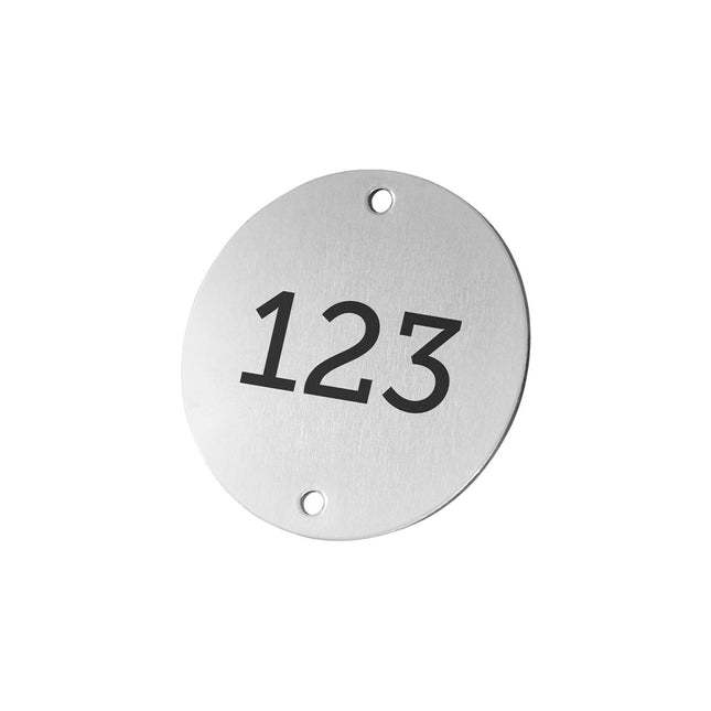 Aluminum numbered tag 50 mm with two holes - 1 pc
