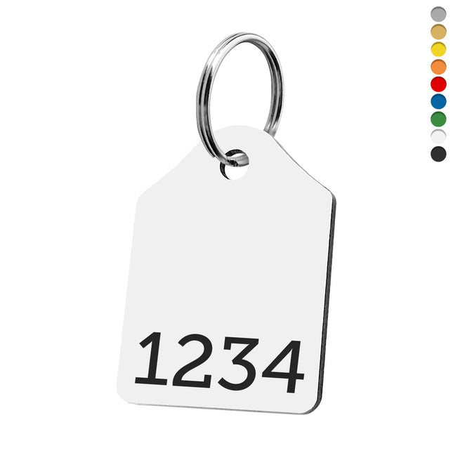 Acrylic rounded corner rectangle key tag with number - 1 pc
