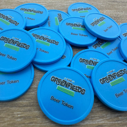 Custom printed plastic tokens Ø29mm – 100 pcs