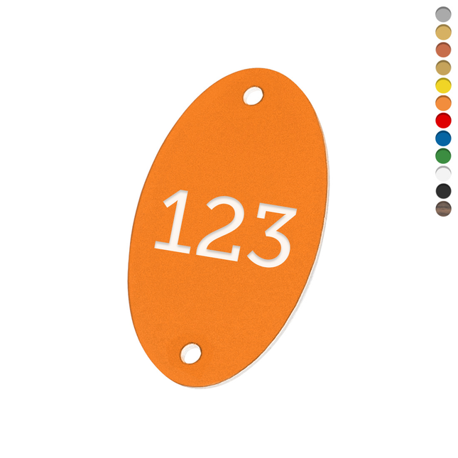 Plastic oval numbered tag with two holes - 1 pc