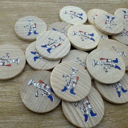 Custom printed wooden tokens Ø29mm – 100 pcs