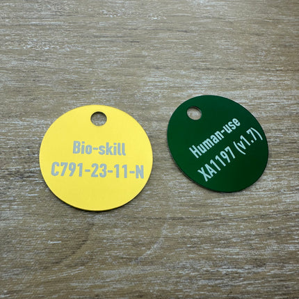 Aluminum key tag with text and number  - 1 pc