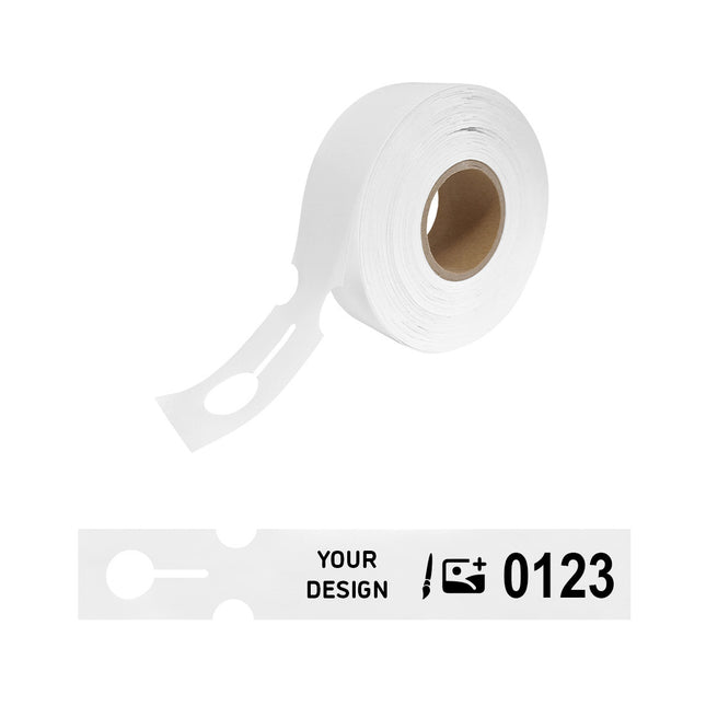 Custom numbered loop-lock labels 215x35mm