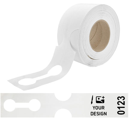 Custom numbered loop-lock labels 381x75mm
