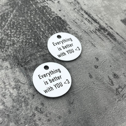 Silver aluminum key tag with text - 1 pc
