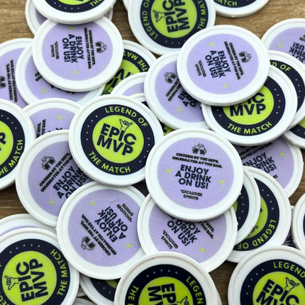 Custom printed plastic tokens Ø35mm – 100 pcs