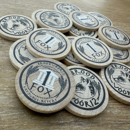 Custom printed wooden tokens Ø29mm – 100 pcs