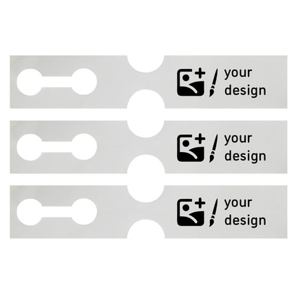 Custom loop-lock labels white HDPE 381x75mm