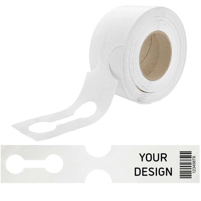 Custom loop-lock labels HDPE 381x75m with barcode