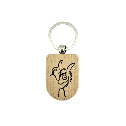 Custom wooden keychain half oval 35 x 50 mm - 1 pc