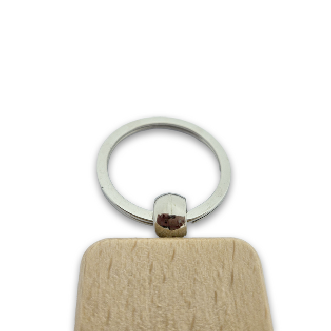 Engraved wooden keychain half oval 35 x 50 mm - 1 pc