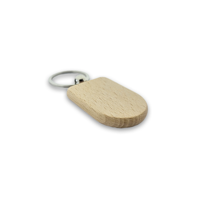 Custom wooden keychain half oval 35 x 50 mm - 1 pc