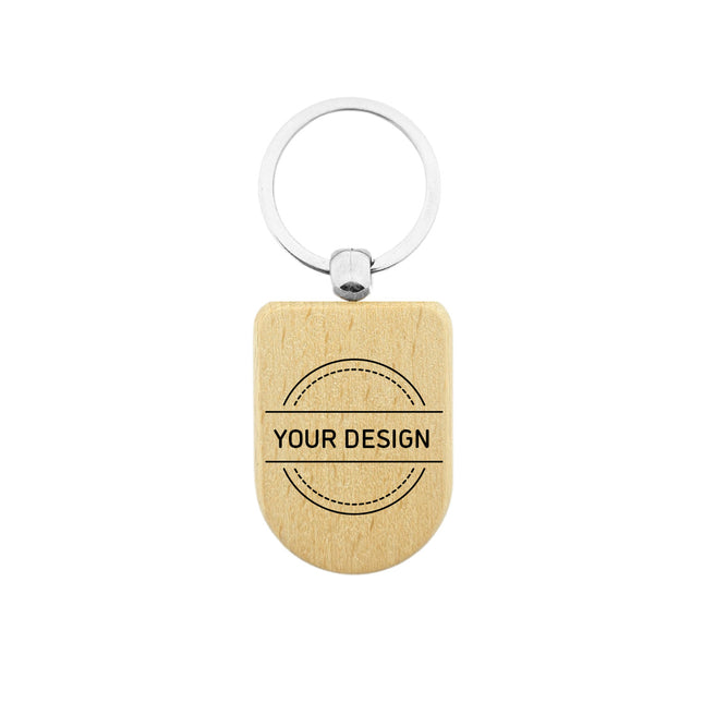 Custom wooden keychain half oval 35 x 50 mm - 1 pc