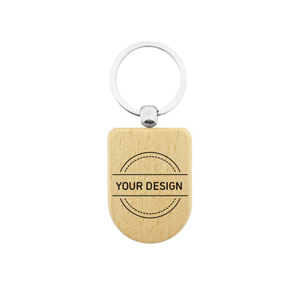 Custom wooden keychain half oval 35 x 50 mm - 1 pc