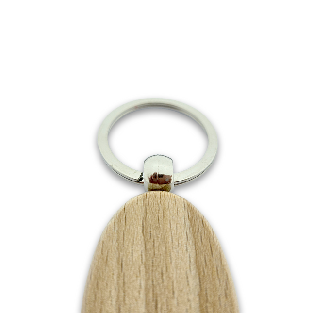 Engraved wooden keychain oval 30 x 54 mm - 1 pc