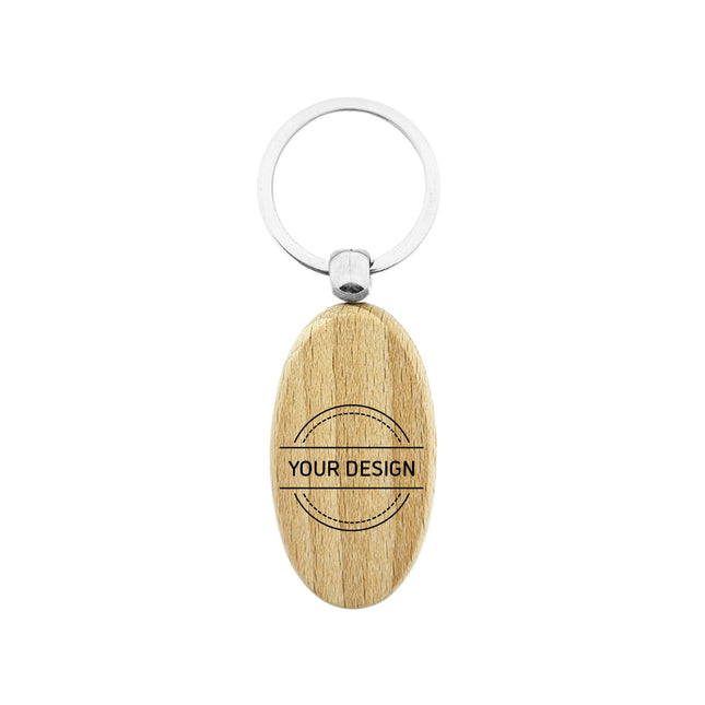 Custom wooden keychain oval 30 x 54 mm - 1 pc