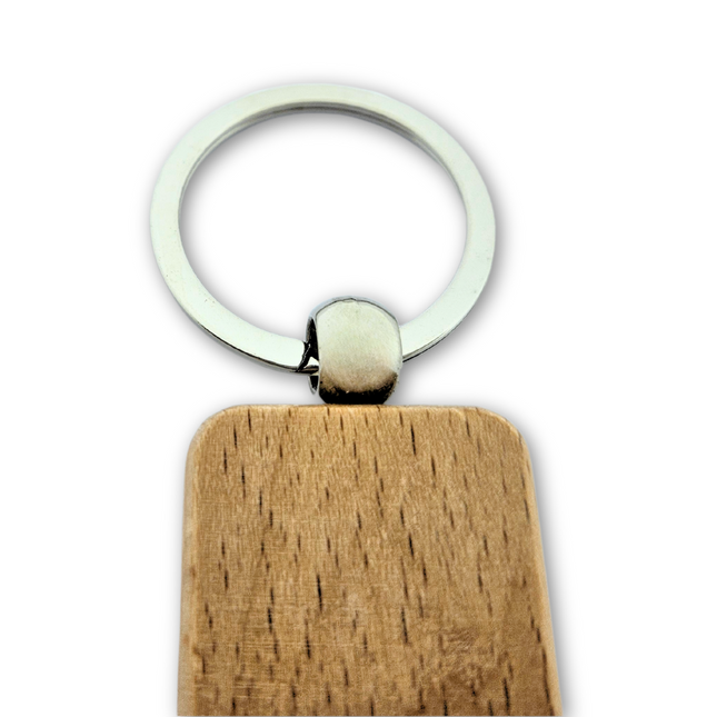 Engraved wooden keychain rectangle 27 x 80 mm - 1 pc