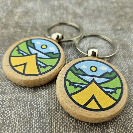 Custom wooden keychain cirkel 40 mm - 1 pc