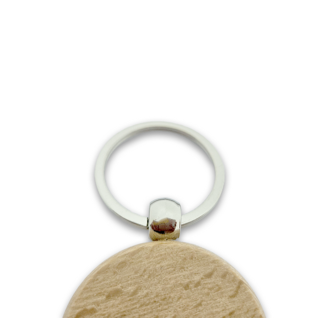 Engraved wooden keychain cirkel 40 mm - 1 pc