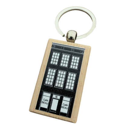 Custom wooden keychain medium rectangle 32 x 51 mm - 1 pc