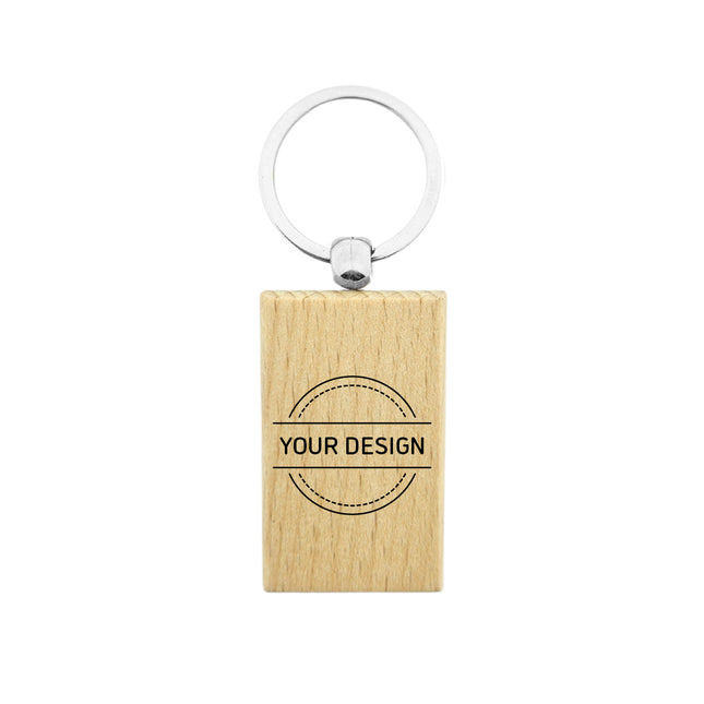 Custom wooden keychain medium rectangle 32 x 51 mm - 1 pc