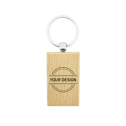 Custom wooden keychain medium rectangle 32 x 51 mm - 1 pc