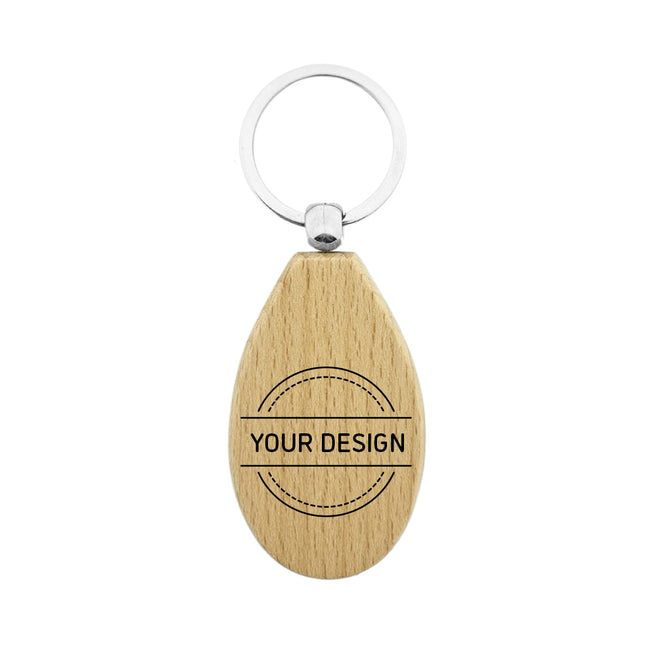 Custom wooden keychain teardrop 36 x 58 mm - 1 pc
