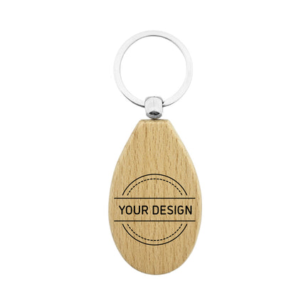 Custom wooden keychain teardrop 36 x 48 mm - 1 pc