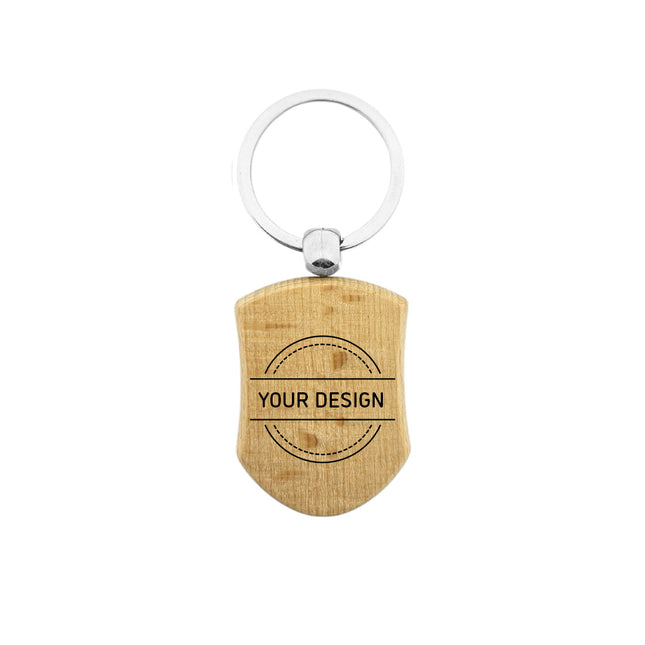 Custom wooden keychain shield 32 x 45 mm - 1 pc
