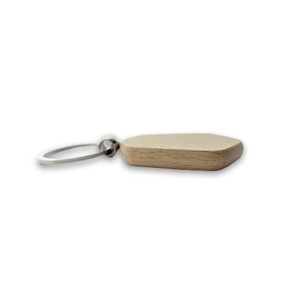 Custom wooden keychain hexagon 48 x 35 mm - 1 pc