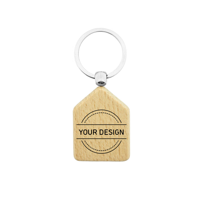 Custom wooden keychain house 35 x 45 mm - 1 pc