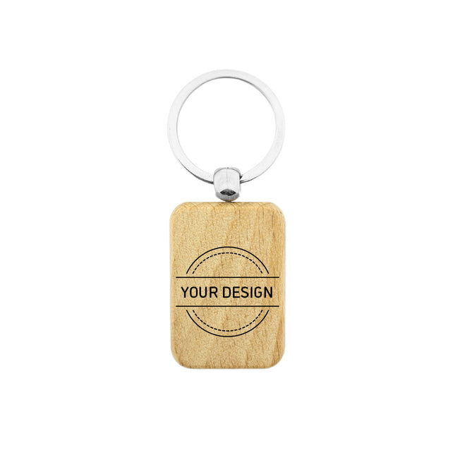 Custom wooden keychain small rectangle 40 x 44 mm - 1 pc