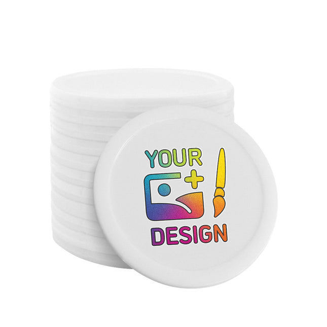 Custom plastic tokens Ø28 mm white - 100 pcs