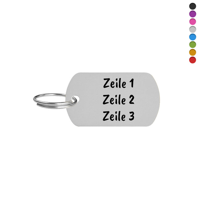 Aluminum key tag with text 38x22mm - 1 pc